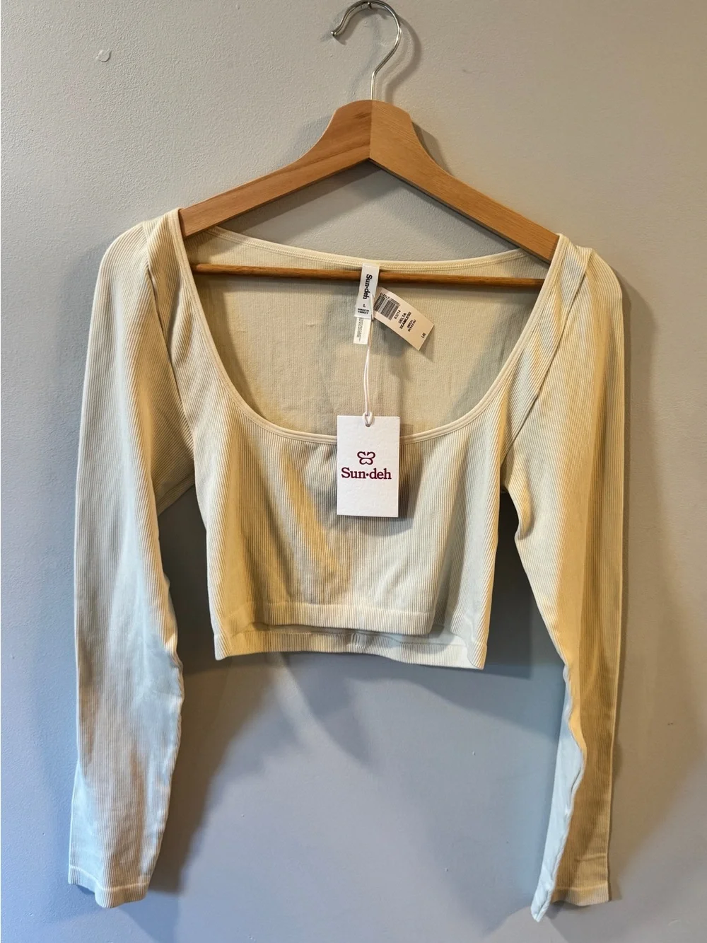 Aritzia Sun-Deh Cropped Long Sleeve Top L NWT SinchSeamless™ Rib Ribcage
